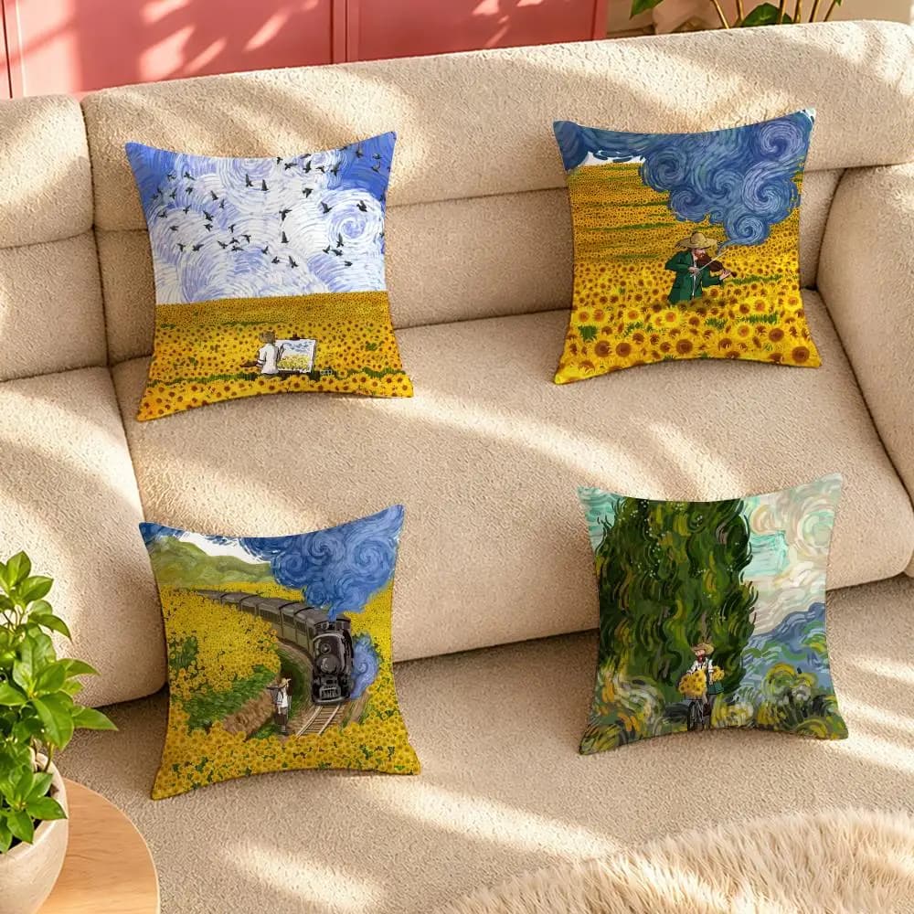 Sunflower INS Cushion Cover Pillow Cover Decorative Throw Couch Home Decor for Living Room Sofa