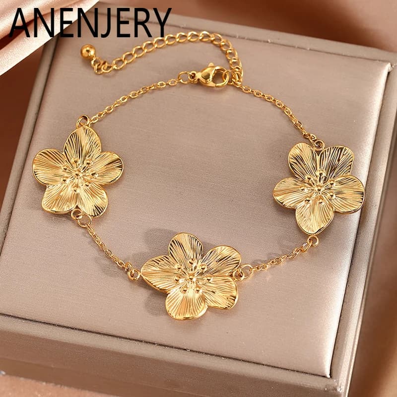ANENJERY Stainless Steel Bracelet 316L for Women, Elegant Vintage Jewelry, Refined Gift, Wholesale