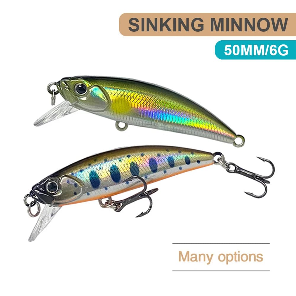 5 centimetri 6g Esche Da Pesca Affondamento Micro Minnow Wobbler Artificiale Esca Dura Jerkbait Accessori Per la Pesca Mini Stream Bass Bait MN600