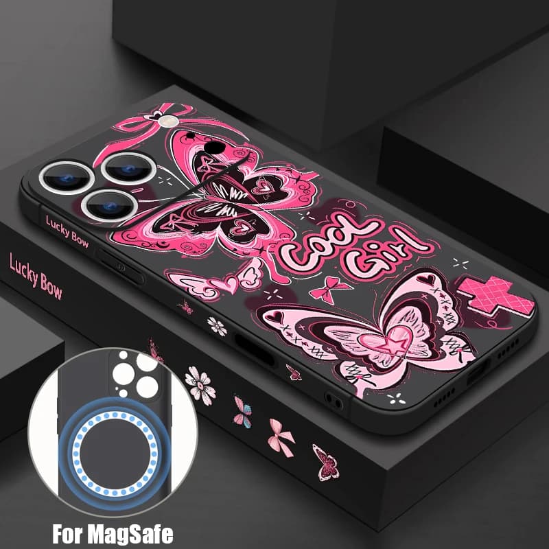 Custodia con Dipinto di Farfalla per Ragazze Alla Moda per iPhone 17 Pro Max, Funda per iPhone 16 Pro Max 15 14 13 12 11 16E, Cover Magnetica Compatibile con Magsafe