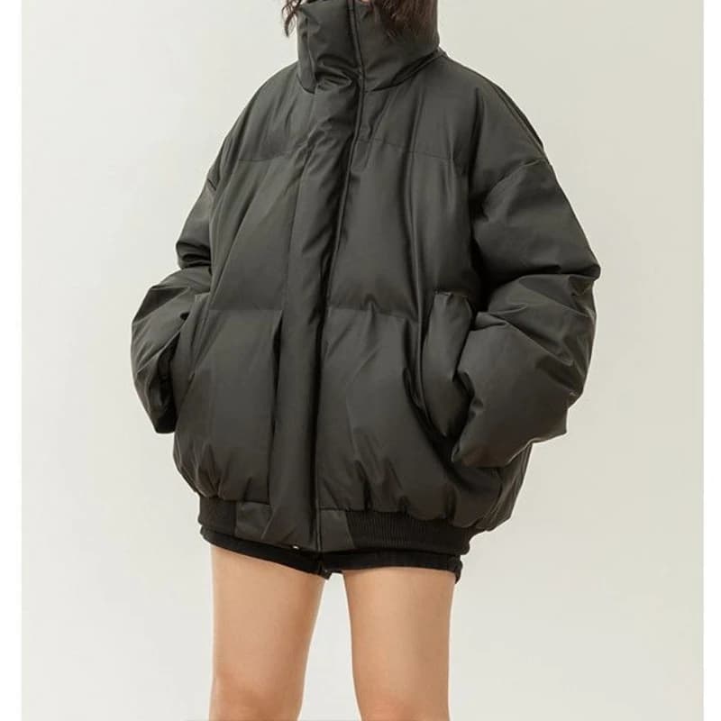Stand collar loose cotton jacket short jacket niche winter high-end thick
