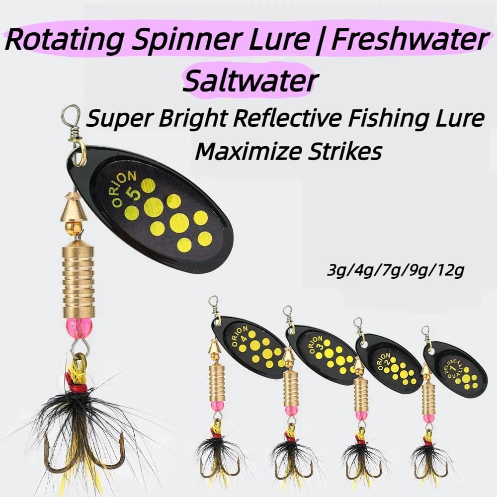 Esca da Pesca Rotante in Metallo 3g/4g/7g/9g/12g con Paillettes, Crankbait per Bass, Trota, Persico, Luccio - Pesca