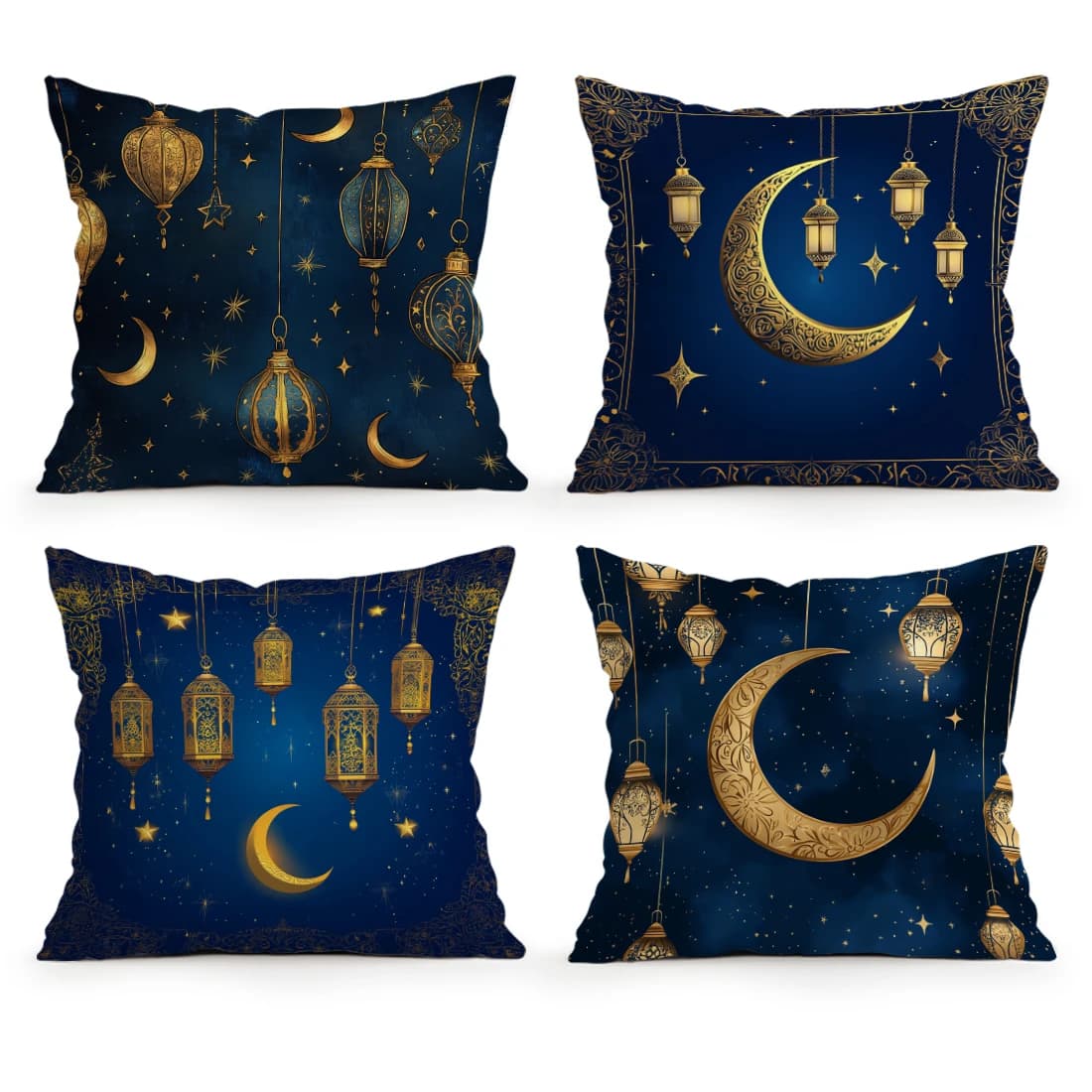Festival Ramadhan notte blu cielo stellato Cuscini Federa Fodera per cuscino in poliestere Federa per cuscino Home Car Sofa Decor