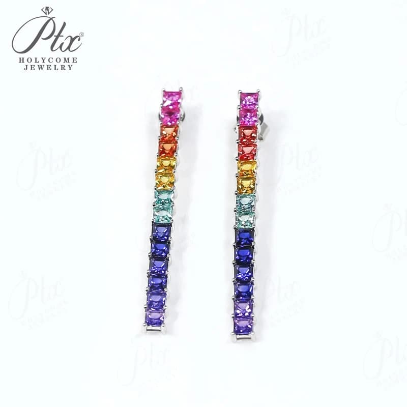 3x3mm Anello Orecchino Bracciale Set di gioielli Principessa Taglio brillante Pietre preziose coltivate in laboratorio Ciondoli in argento sterling 925 Regalo di anniversario