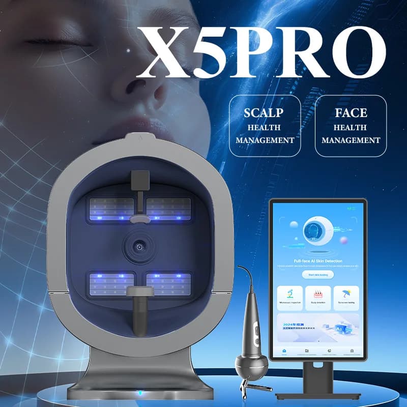 2026 X5 PRO A Round Image Analysis Machine Scalp & Hair & Facial Skin Analyzer With Microscope & UV Light For Salon Spa Beauty