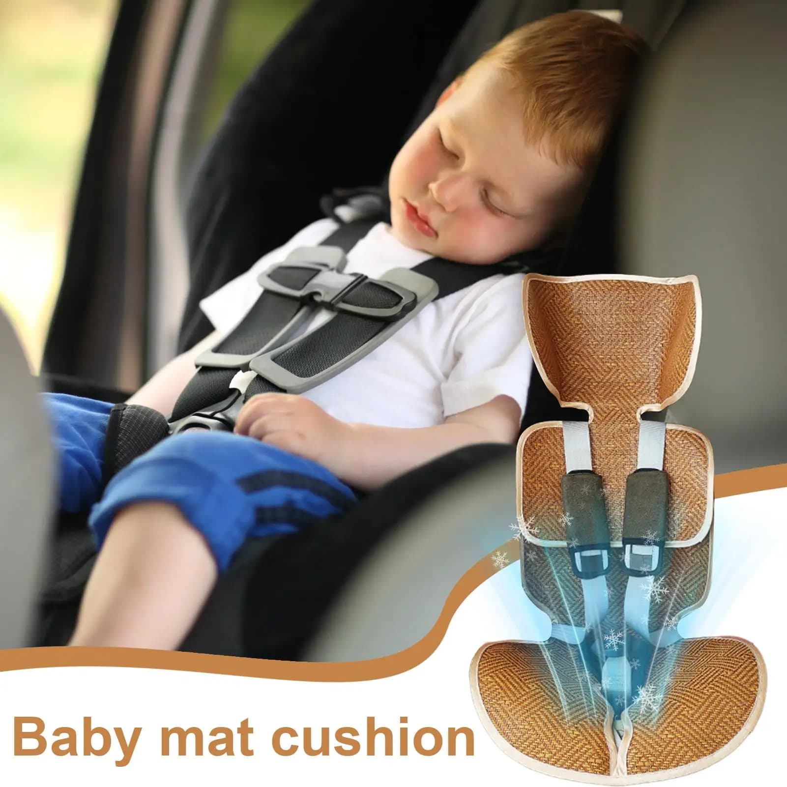 Baby Cooling Mat Children's Chair Rattan Fresh Mat House Children's Bearing Ice Silk Fresh Mat for Indoor and Outdoor Car Stroller