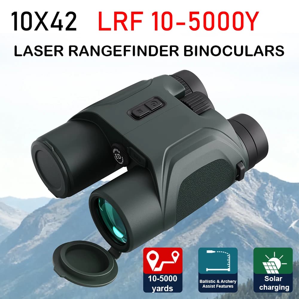 Binocolo compatto TRV 10x42mm con funzione di telemetria fino a 5000 iarde per caccia, birdwatching e sport all'aperto