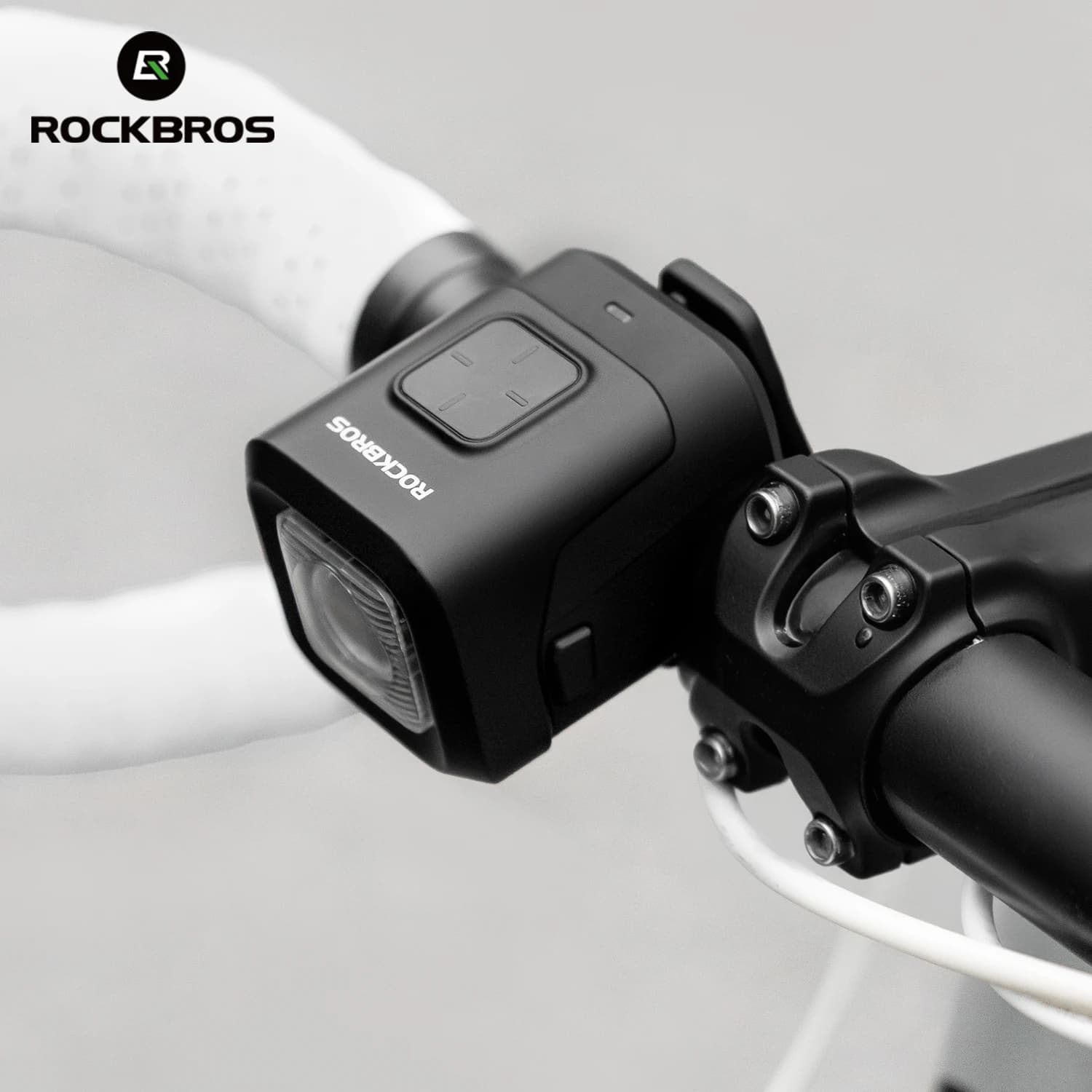 ROCKBROS Clacson per bici IPX6 Antipioggia Tipo-C Ricarica 2300mAh Faro Illumina Avvertimento Luce anteriore per clacson elettronico due in uno