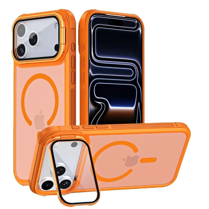 Luxury Magnetic Shockproof Case For iPhone 17 18 Pro Max 16 15 14 13 ProMax Concealed bracket Acrylic Lens Protection Cover