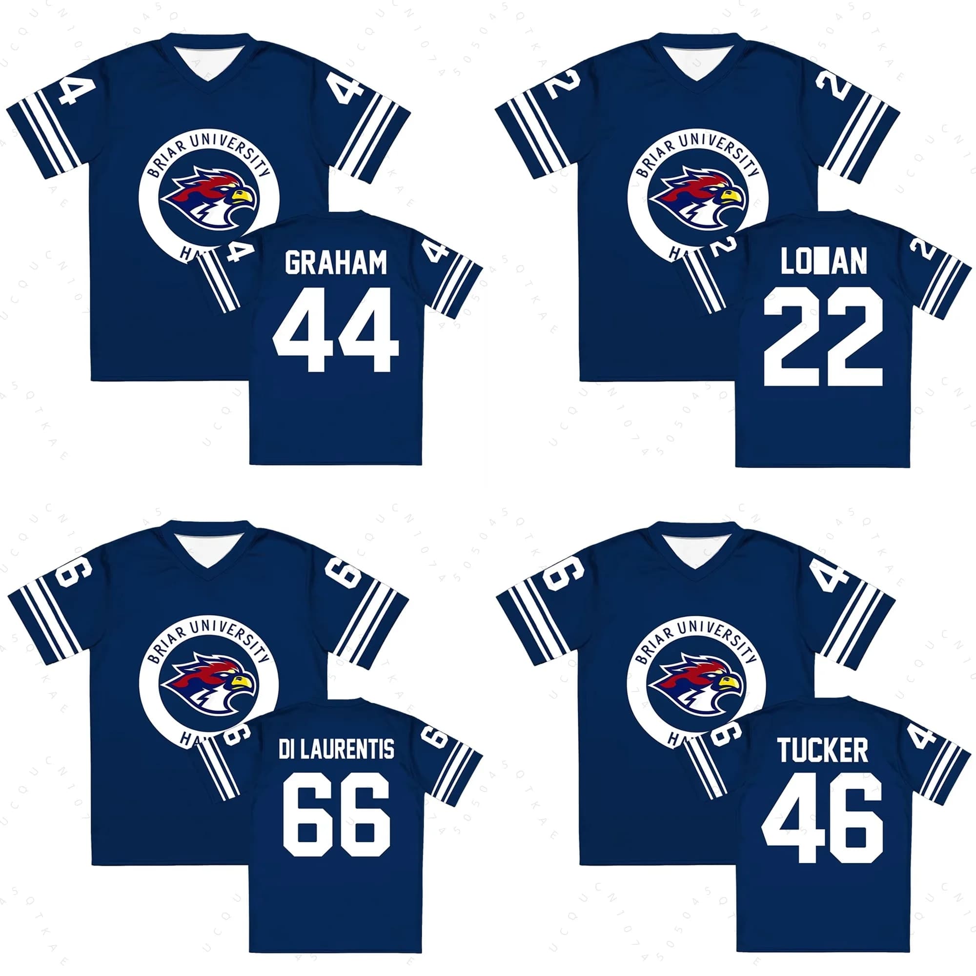 2026 Off Campus Briar University Jersey Graham 44 22 Di Laurentis 66 Tucker46 Tees V-Neck Short Sleeve Men Women Beach T-shirts