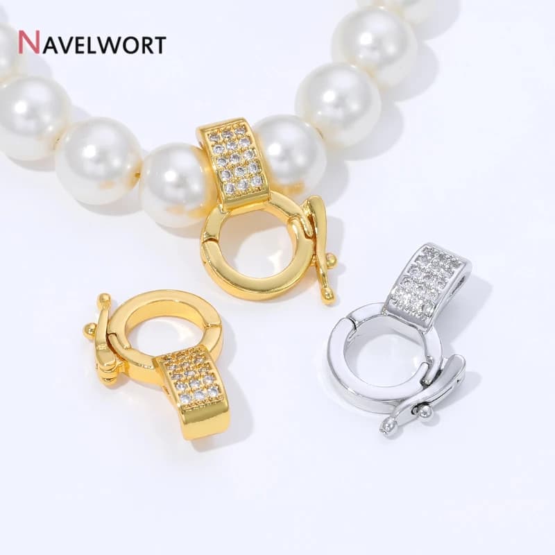 18K Gold Plated Brass Inlaid Zircon Pendant Holder Connector Clasps Pendant Bail Clasps,For DIY Necklace Jewelry Making Finding