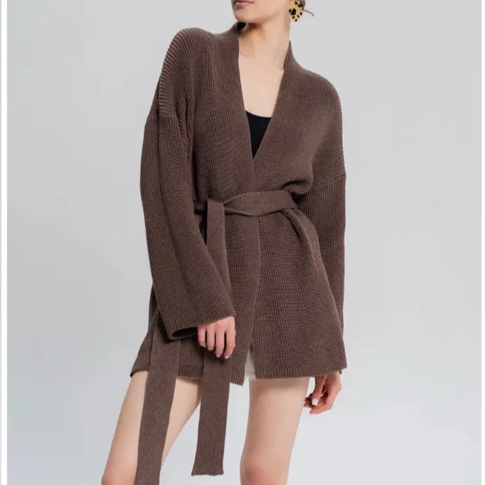 Loose Female Knit Jackets Casual Sweater Cardigans V-neck Lace-up Knitted Coat Women Solid Color Medium and Long Outer