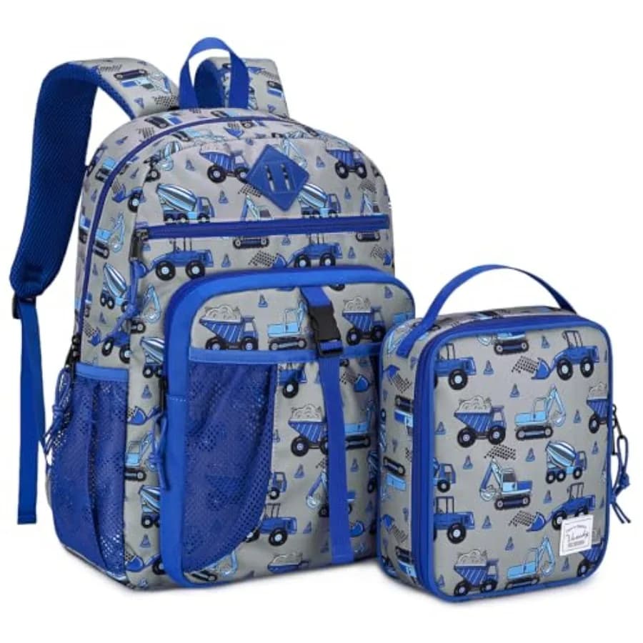Set Zaino e Borsa Pranzo per Ragazzi, Zaino Scolastico 2-in-1 con Borsa Termica per Scuola Materna, Asilo, Scuola dell'Infanzia e Elementari