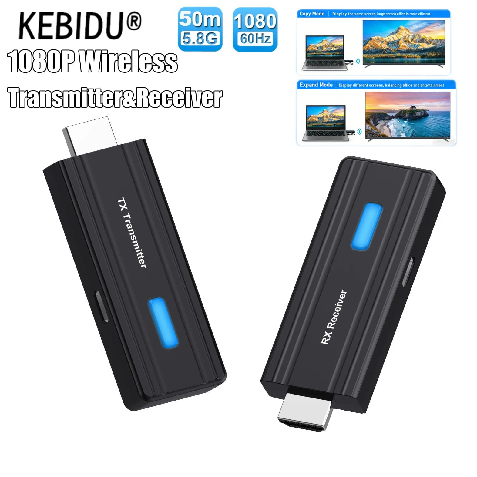 Trasmettitore video wireless compatibile HDMI, ricevitore TV, proiettore, dongle display 50M 1080P 60Hz, adattatore TV Stick per PC a TV