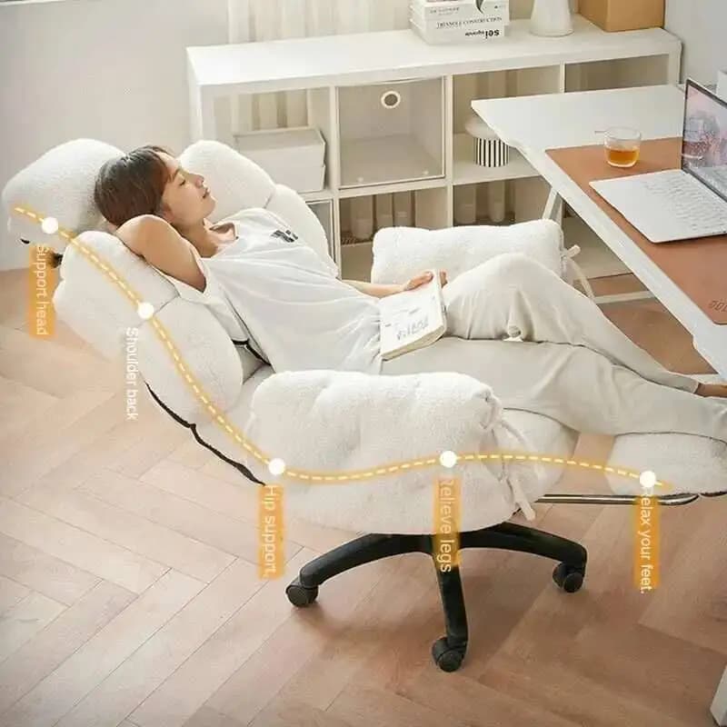Sedia da Ufficio Regolabile con Schienale in Velluto, Stile Nordico, Girevole e Reclinabile, Comoda per Camera da Letto e Sala Giochi