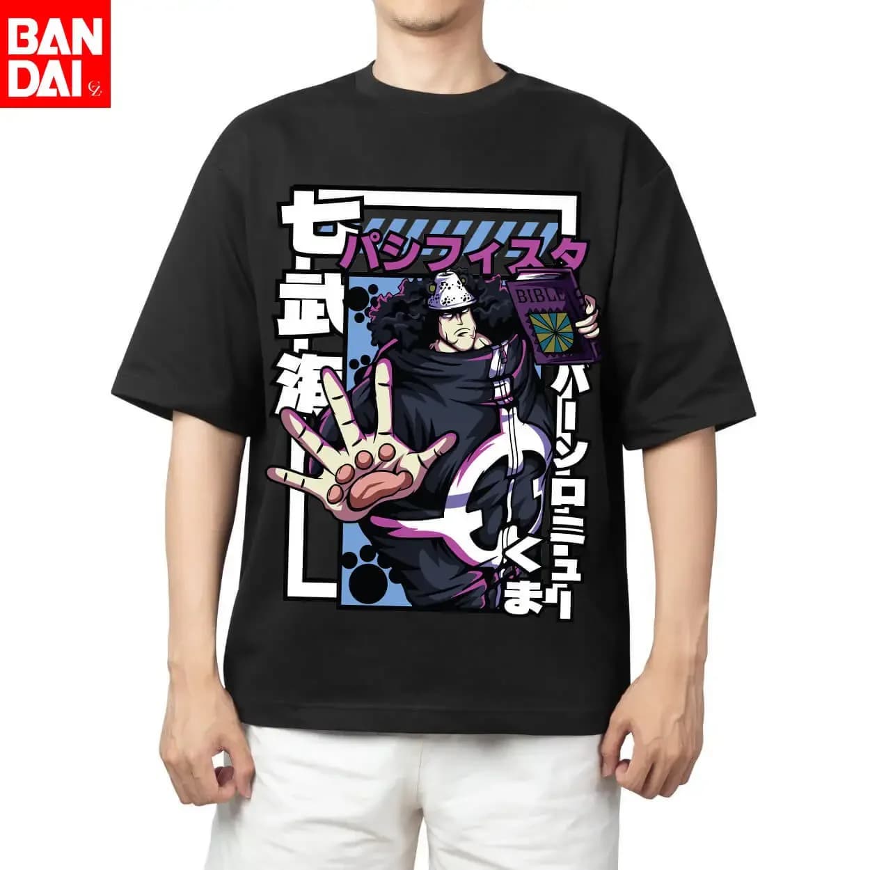 T-shirt Uomo Estiva 2026 One Piece in Cotone Streetwear con Grafica Anime Oversize a Maniche Corte per Uso Quotidiano Bartholomew Kuma