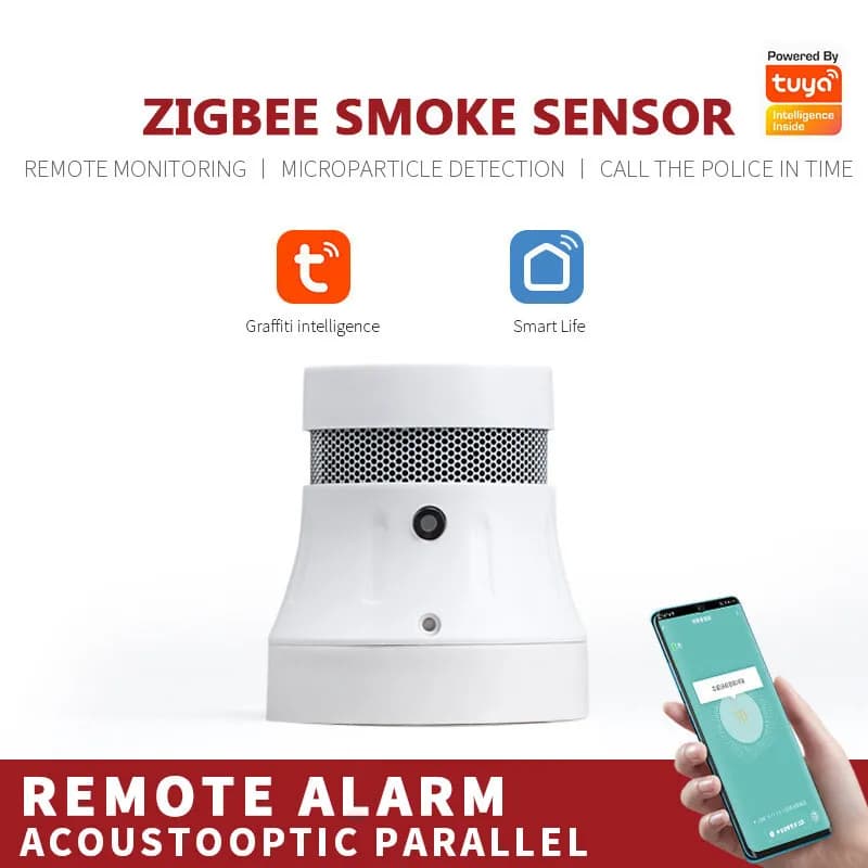 Rilevatore di Fumo Intelligente Tuya Graffiti Zigbee a Basso Consumo Energetico per Uso Domestico, Sensore Wireless per Allarme Remoto di Perdite di Gas con Notifica Push