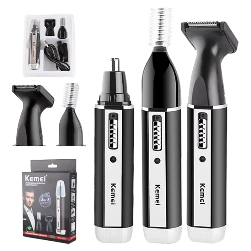 Kemei All In One Nose Hair Trimmer For Men&Women Electric Rechargeable Trimmer For Ear,Beard,Eyebrow,Facial,Trimer Grooming Kit