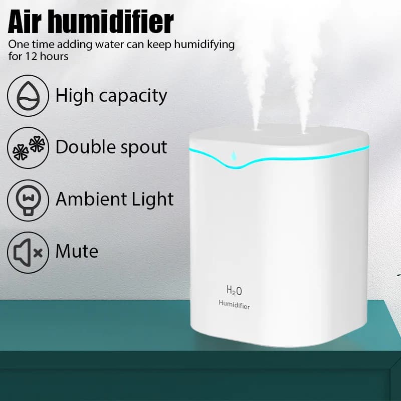 2000ML USB Umidificatore Doppia Porta Spray Olio Essenziale Aromaterapia Umidificatore Freddo Mist Maker Fogger Purificare per Home Office