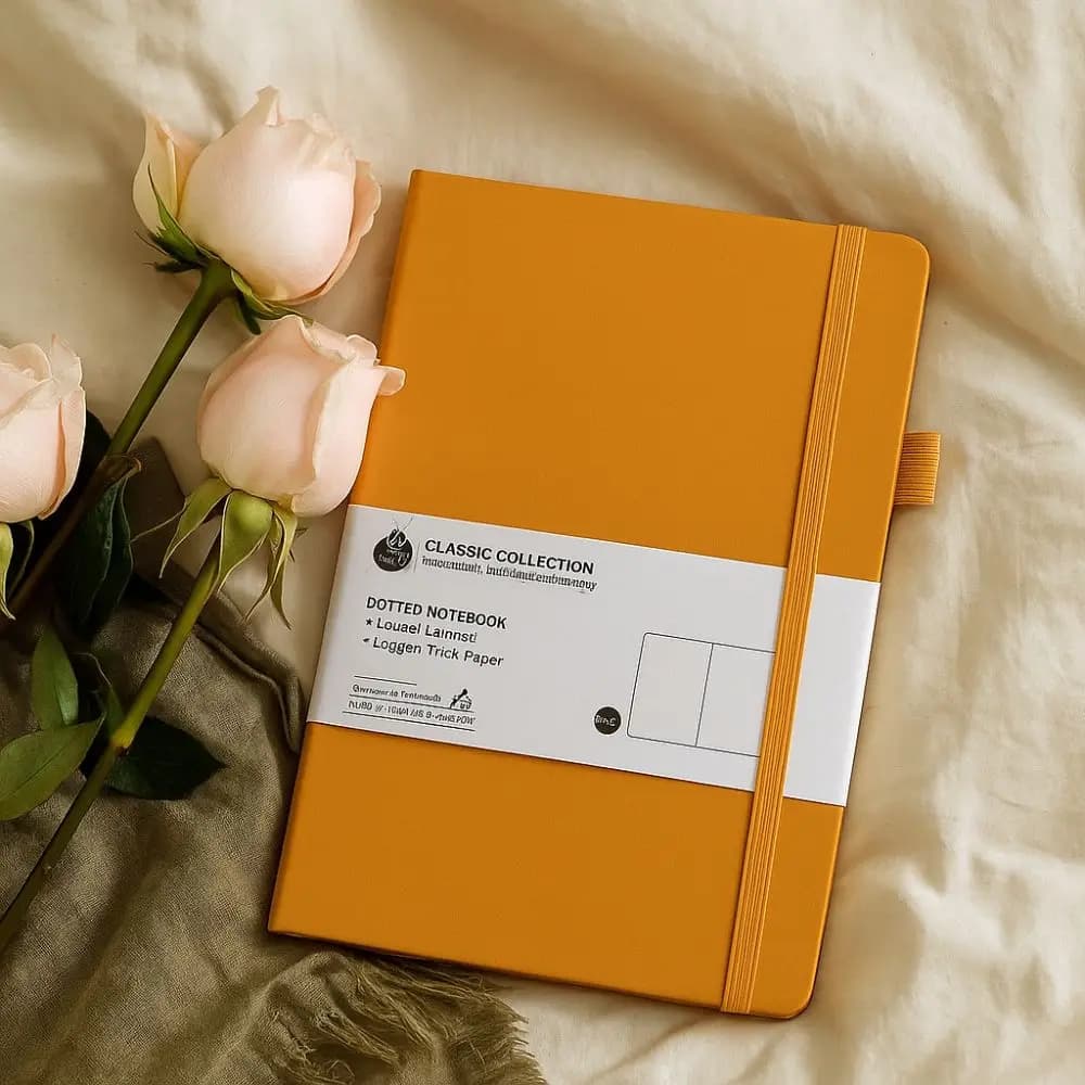 Semplice taccuino A5 premium con chiusura a strappo, segnalibro a nastro, blocco note tascabile, agenda con tasca posteriore, per appunti e ufficio