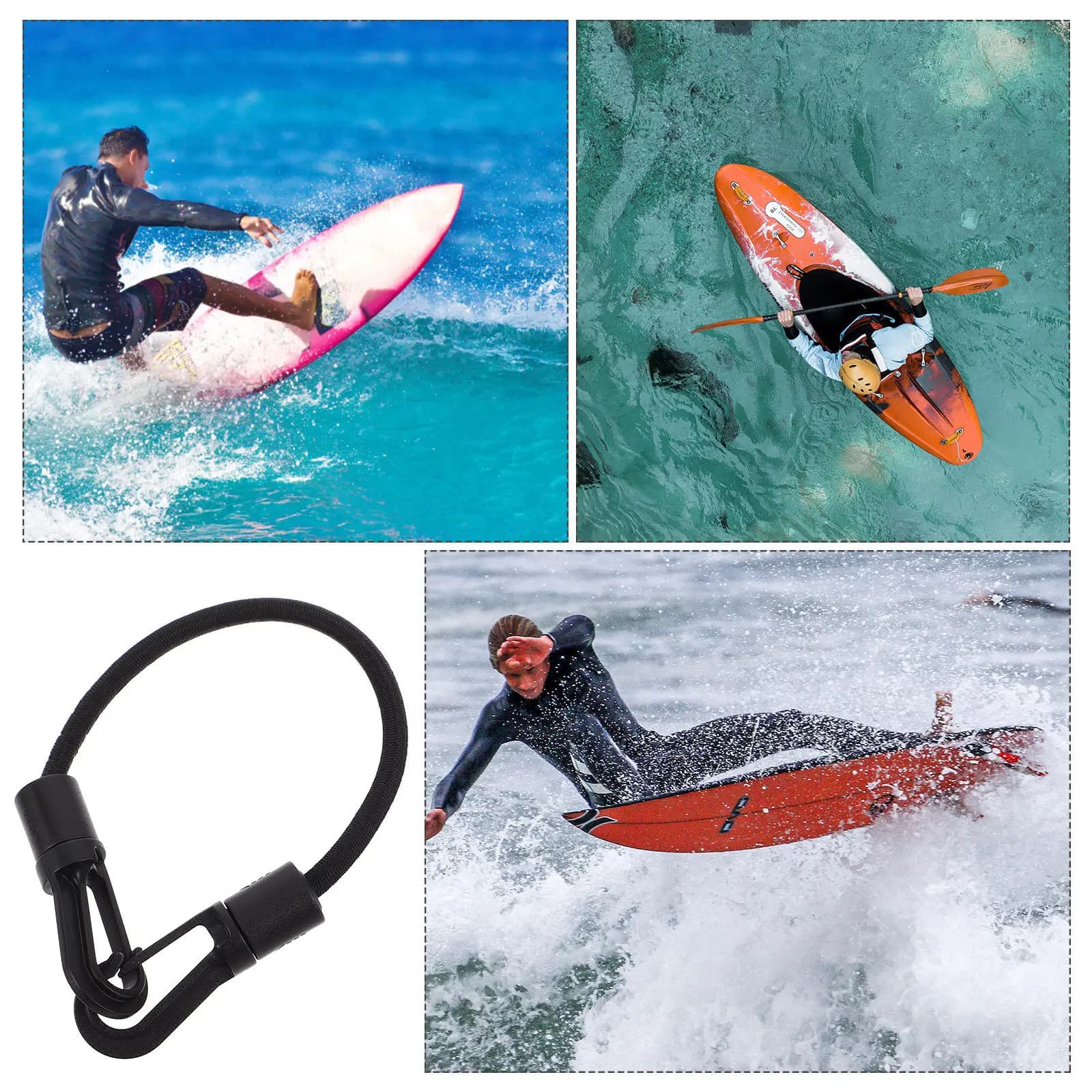 5Pcs Marine Grade Elastic Rope Hooks Set Kayak Tie Down Straps Bungee Cords for Surfing Boating Hiking Camping Portable