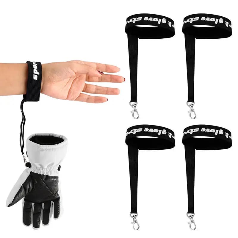 Cinghie di sicurezza per guanti da sci da 2 pezzi Cinghie per guinzaglio per guanti sportivi durevoli con portachiavi Accessorio pratico per lo sci Snowboard