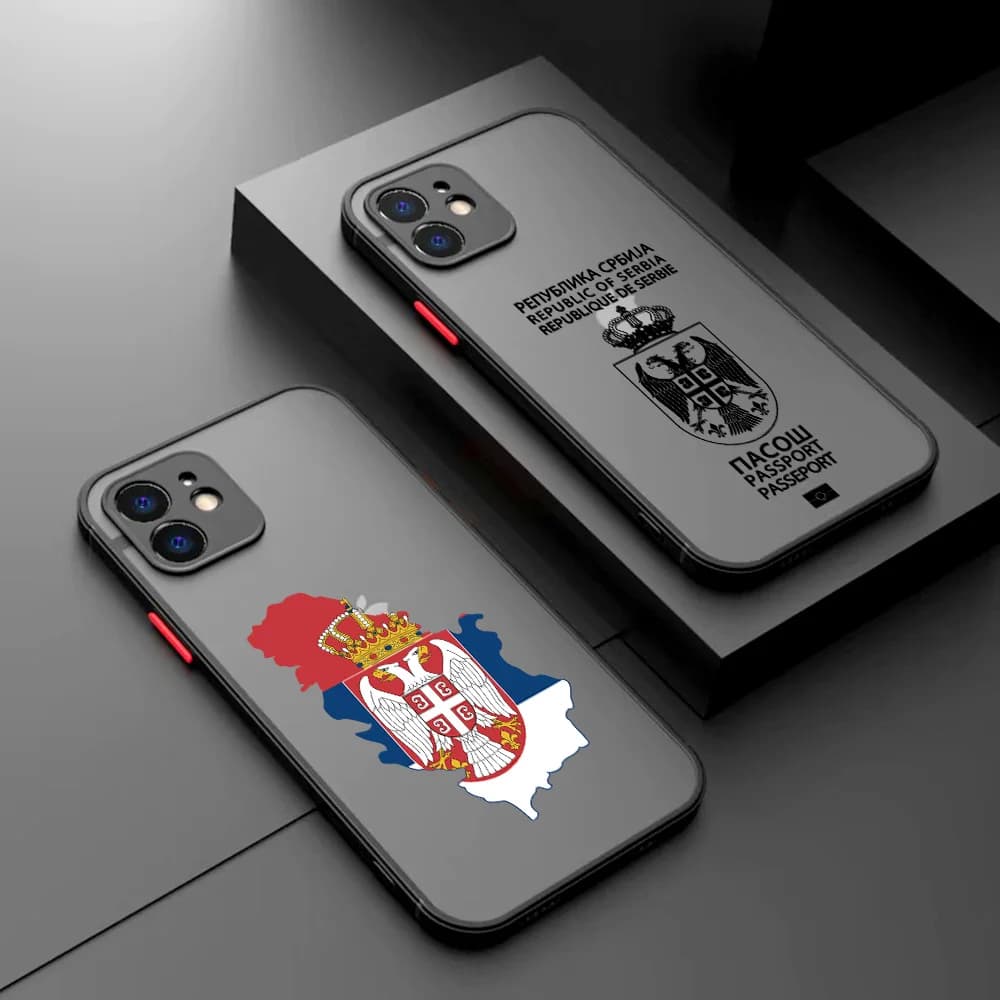 Custodia per telefono Passaporto Serbia per iPhone 16 15 14 13 12 11 Mini Pro Max X XR XSMax 7 8 6 6s Plus Cover posteriore trasparente opaca