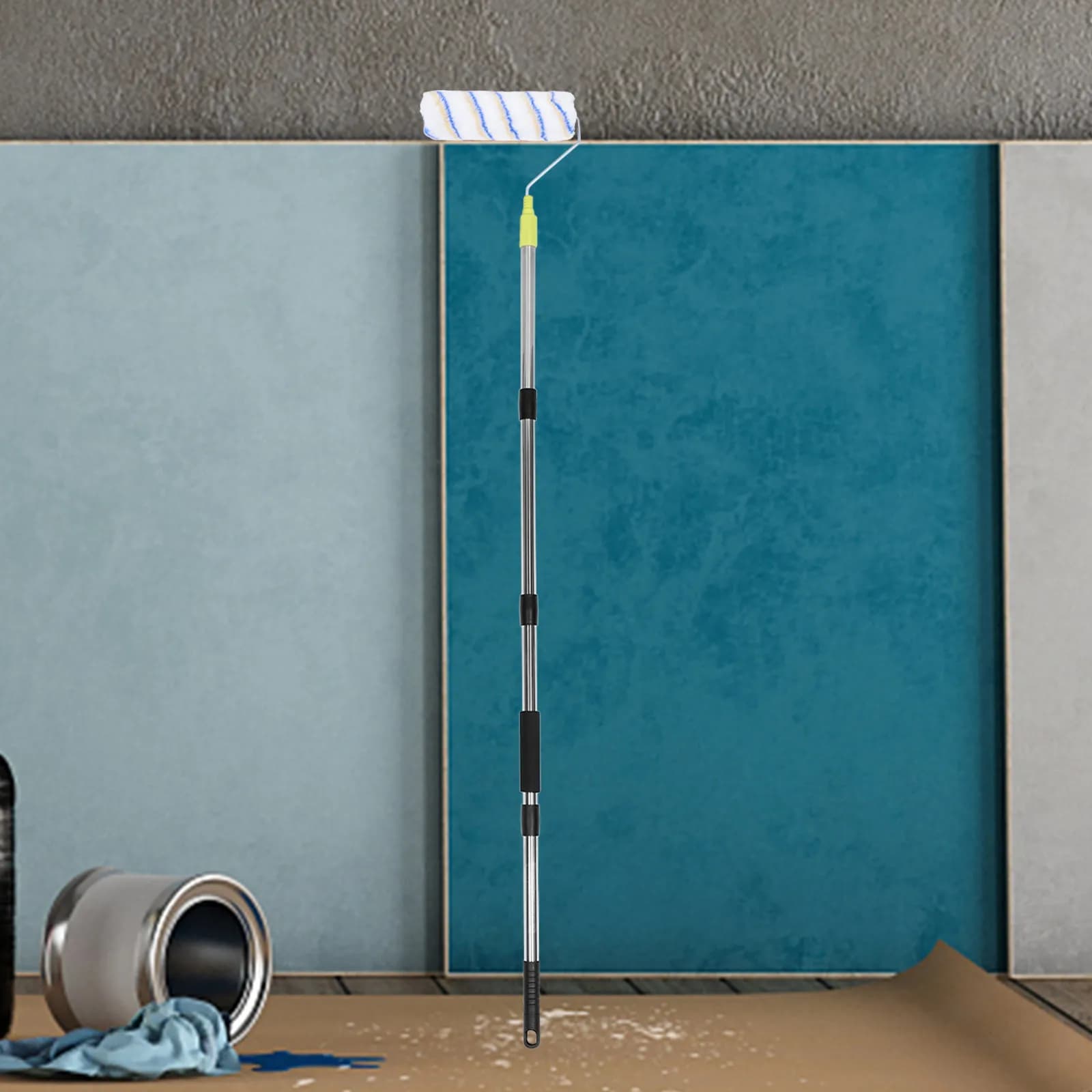 Asta Telescopica per Rullo di Pittura 25mm in Acciaio Inossidabile, Asta Regolabile per Pennello e Rullo da Parete e Soffitto