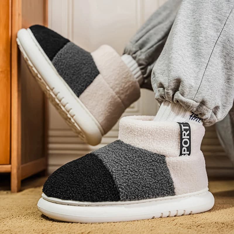 New Trend Slip on Plush Lined Snow Boots Smooth Rub-Free Lining, Traction Waterproof Outsole Light Block Cold for Winter Use