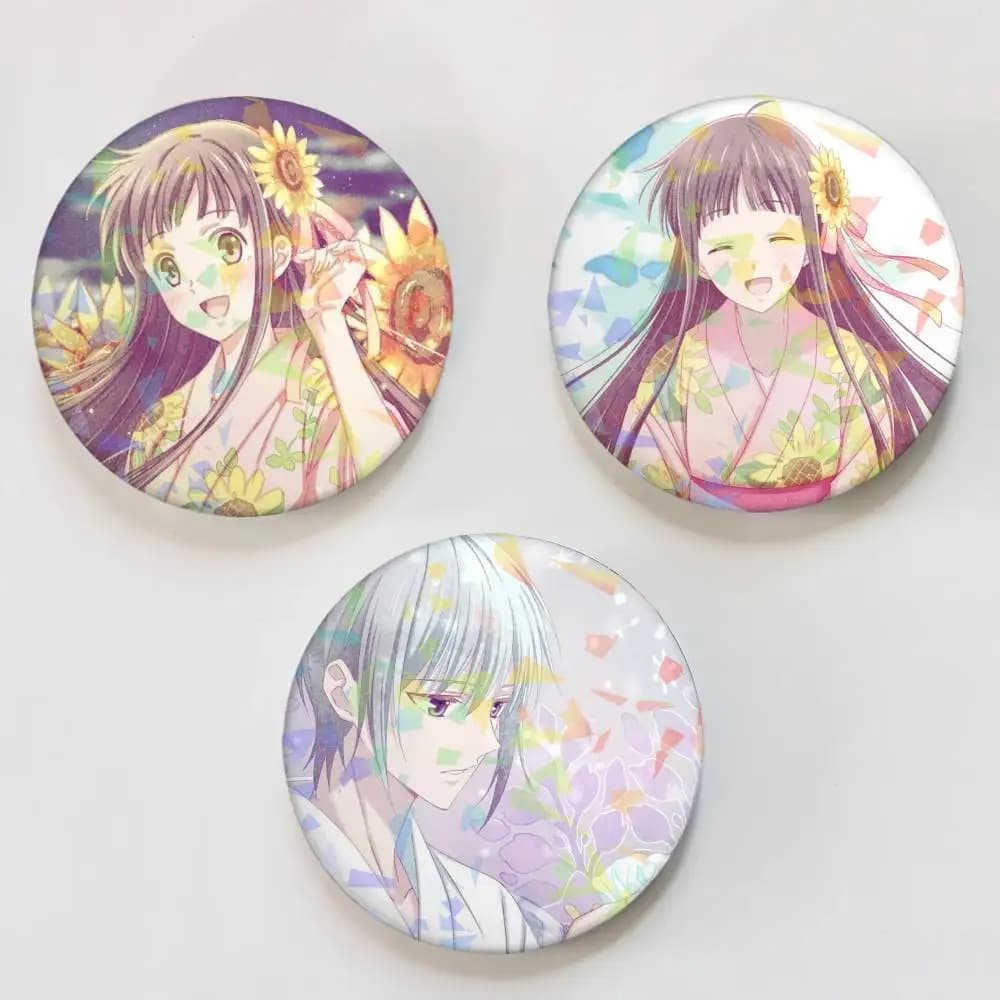 Kawaii Anime F-Fruits B-BasketS Badges Round Laser Badge Brooch Backpack Accessories
