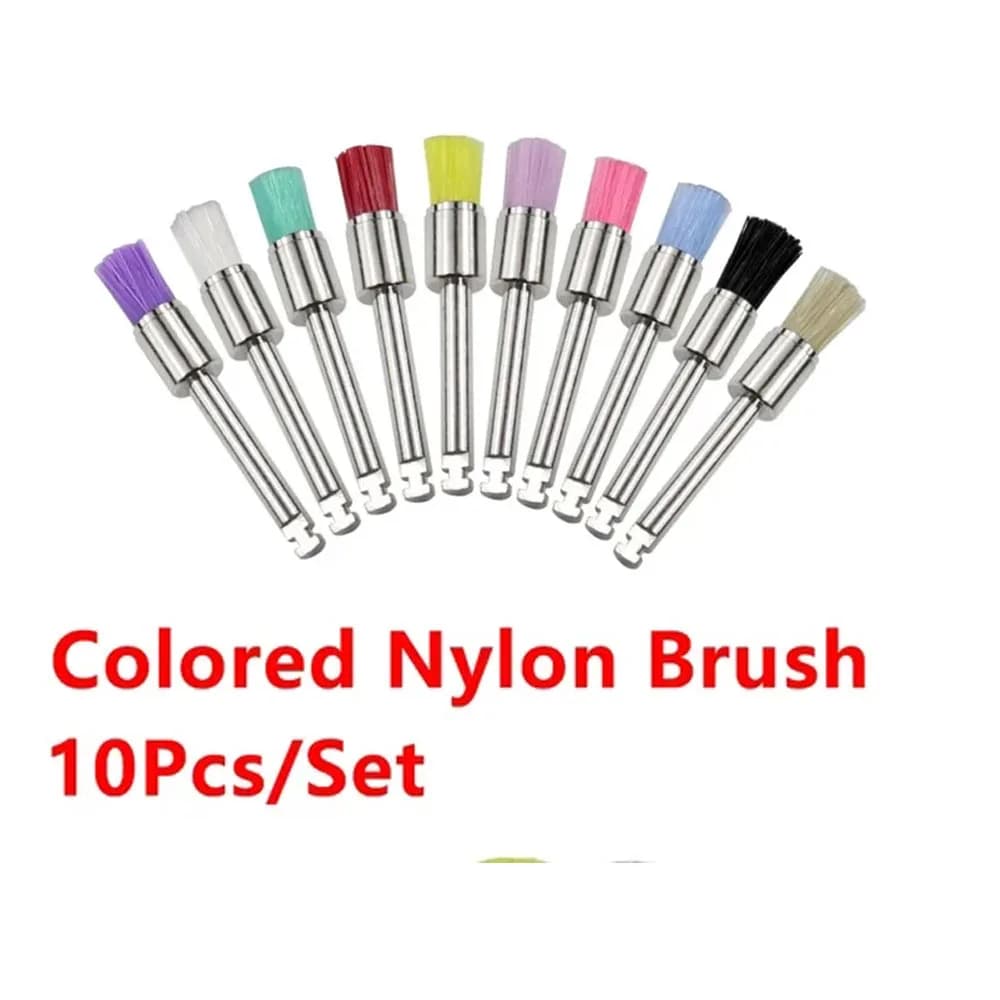 10 pcs Disposable Mixed Color Nylon Polishing Brush, Teeth Whitening Tools, Dental Materials