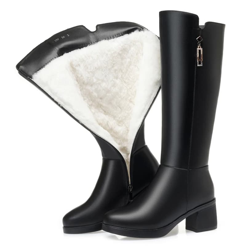 AIYUQI Women's Winter Boots in Vera Leather 2026 New Hot High Boots in Wool with Medium Feminine Heel Rider Boots