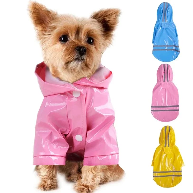Cappotto antipioggia per animali domestici per cuccioli estivi all'aperto S-XL Felpa con cappuccio Giacche impermeabili PU per cani Abbigliamento Abbigliamento Piccolo peluche impermeabile per cani
