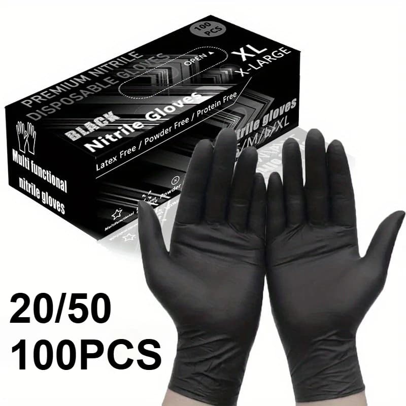 Guanti in nitrile neri da 20/50/100 pezzi, guanti in nitrile per la pulizia della casa, impermeabili, per l'industria automobilistica, per la cura degli animali domestici, per la cucina, strumenti usa e getta