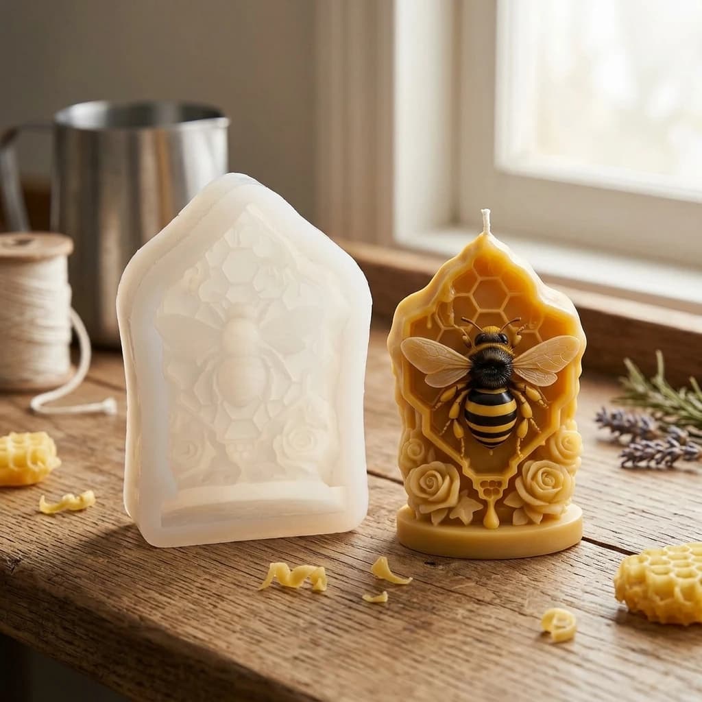 Stampo in silicone a nido d'ape per candele, strumento fai-da-te per aromaterapia, gesso, resina epossidica, per la produzione di gesso ceroso e lavori artigianali in resina