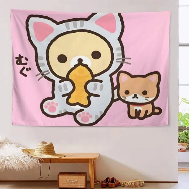 VIKAMA Tappeto Decorativo per Gatti e Cani, Cartone Animato Rosa Curativo, da Appendere alla Parete della Camera da Letto, Arte Murale Calda e Decorativa, Lavabile in Lavatrice