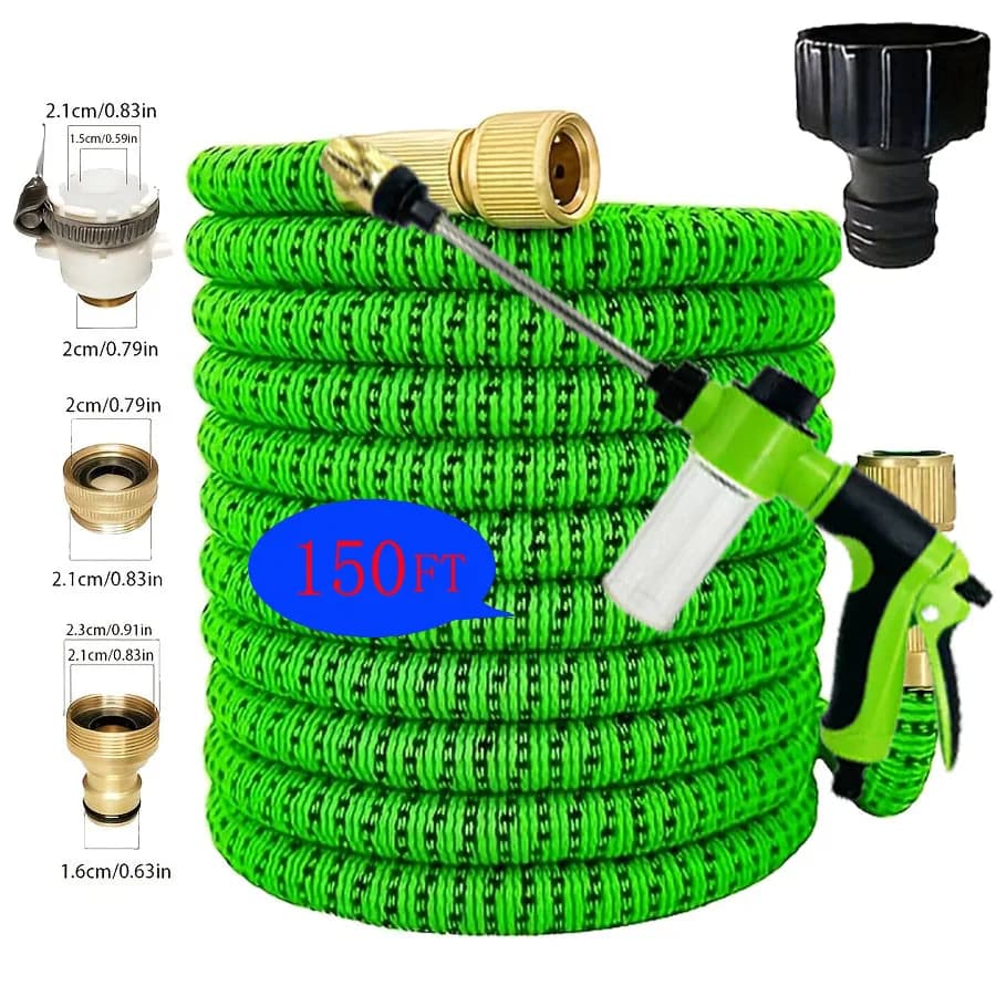 Tubo da Giardino Espandibile 150FT con Ugello Spray in Schiuma e Set di Connettori