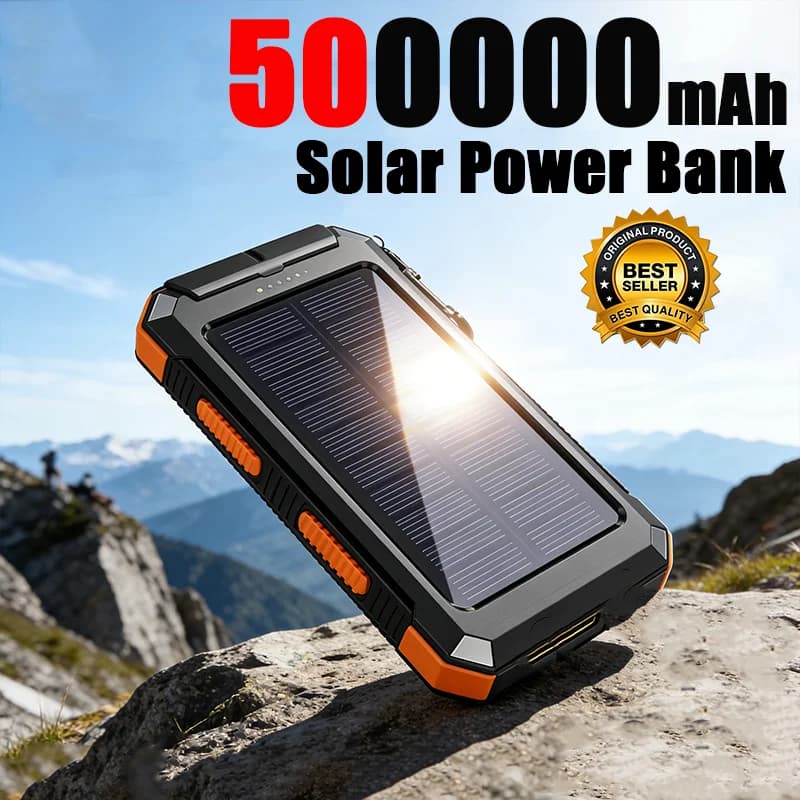 Power Bank Solare da 500.000 mAh, Ricarica Super Veloce, Batteria Esterna Portatile per Esterni, Compatibile con iPhone Huawei Samsung 2026