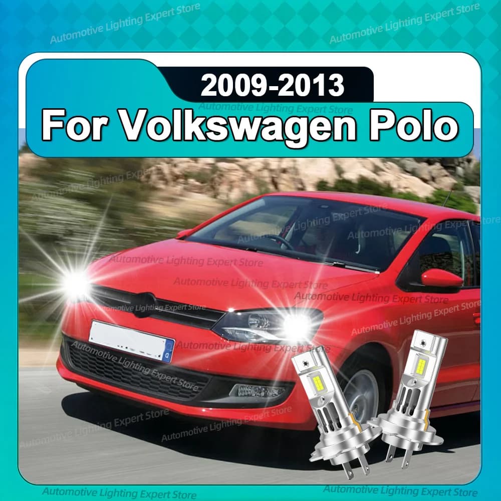2 pezzi Turbo luci a LED 12V mini lampadine per fari 30000Lm con ventola per Volkswagen Polo 2009 2010 2011 2012 2013