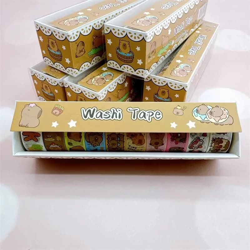 2025 New 10Roll/Pack Capybara Washi Tape Cartoon Sticker Student Creative Stationery Masking Decorative Tape gifts
