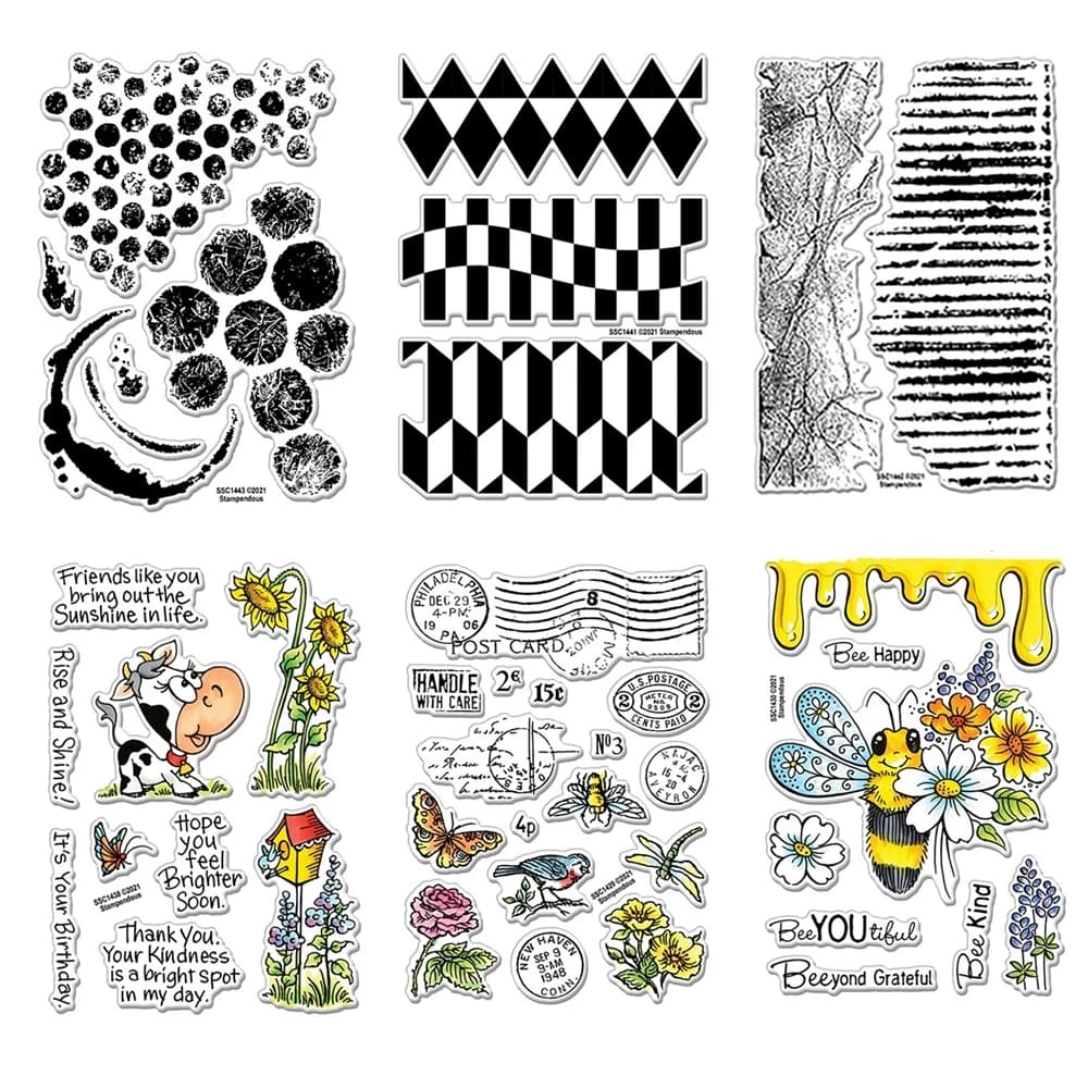 Timbri Trasparenti 11*16cm per Scrapbooking, Set di Timbri con Animali, Fiori, Mucca, Gatto, Cane, Uccelli, Senza Fustelle