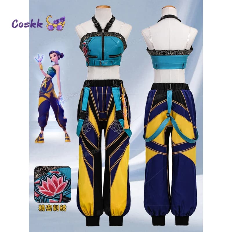 Costume da Cosplay per Cantanti Pop, Outfit da Palcoscenico per Donne, Completo Top e Pantaloni per Halloween, Uniforme per Carnevale e Giochi di Ruolo