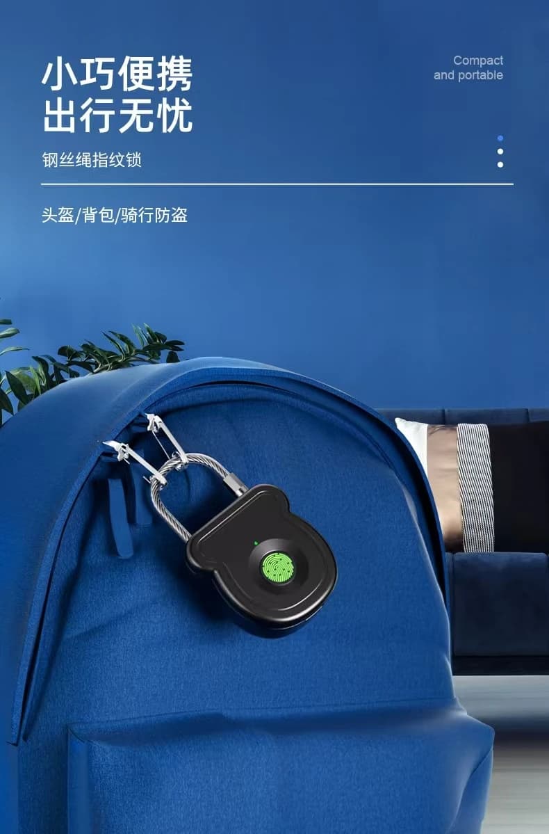 Keyless Fingerprint Biometrics Padlock Electric Lock 20 Users Plastic Material