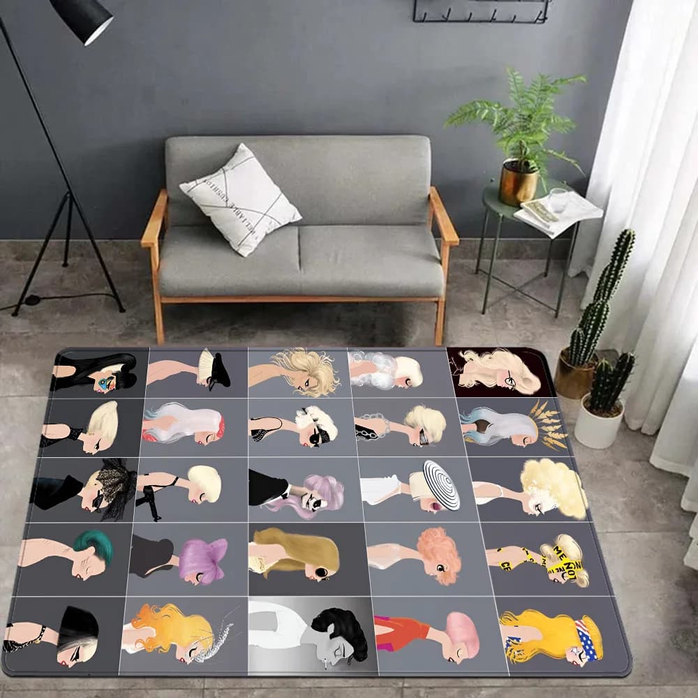 Singer L-Lady Gaga tappetino antiscivolo assorbe l'acqua cuscino a striscia lunga tappetino Bedroon Alfombra