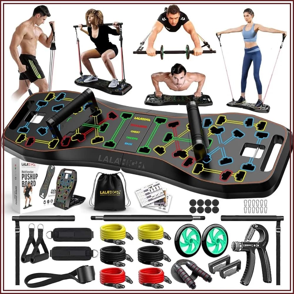 36 in 1 Push Up Board with Ab Roller & Resistance Bands, Portable Home Gym Equipment for Full Body Strength Training, Gift for Him
