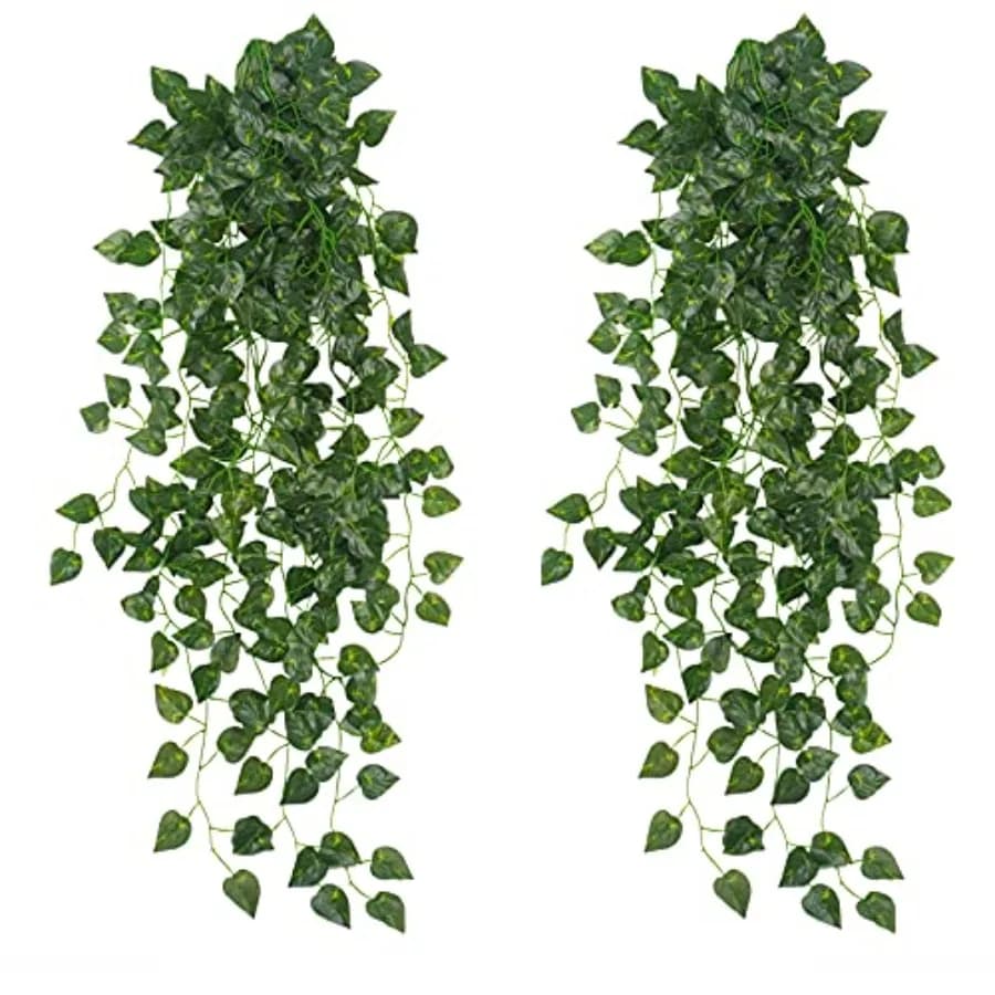 2Pcs Fake Plants for Outside Fake Plant Decor 3.1ft Artificial Hanging Plants Fake Ivy Vine Faux Greenery Vine Plant for Home R