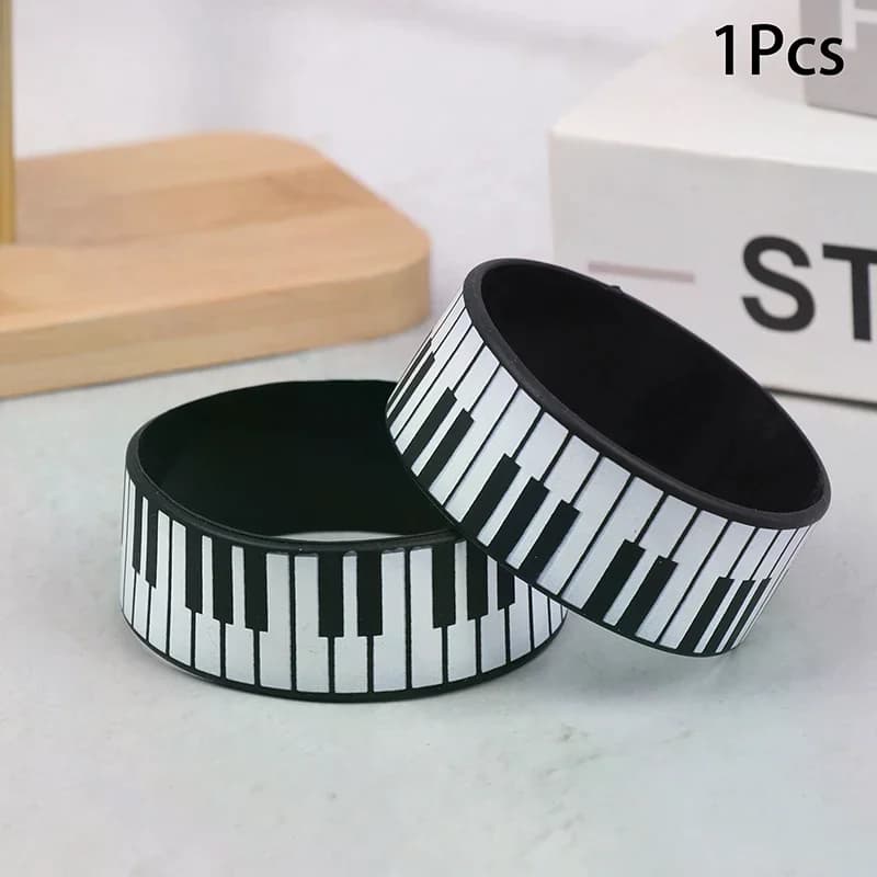 Braccialetti in silicone per tastiera di pianoforte alla moda da 1 pezzo, perfetti per gli amanti della musica e i festival, adatti a tutte le stagioni