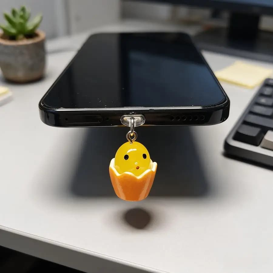 1/5/10/20/50/100pcs Glow-in-the-Dark Bright Yellow Egg-Shaped Wind Chime with Dust Pendant for Cell Phones, Decorative Cell Phon