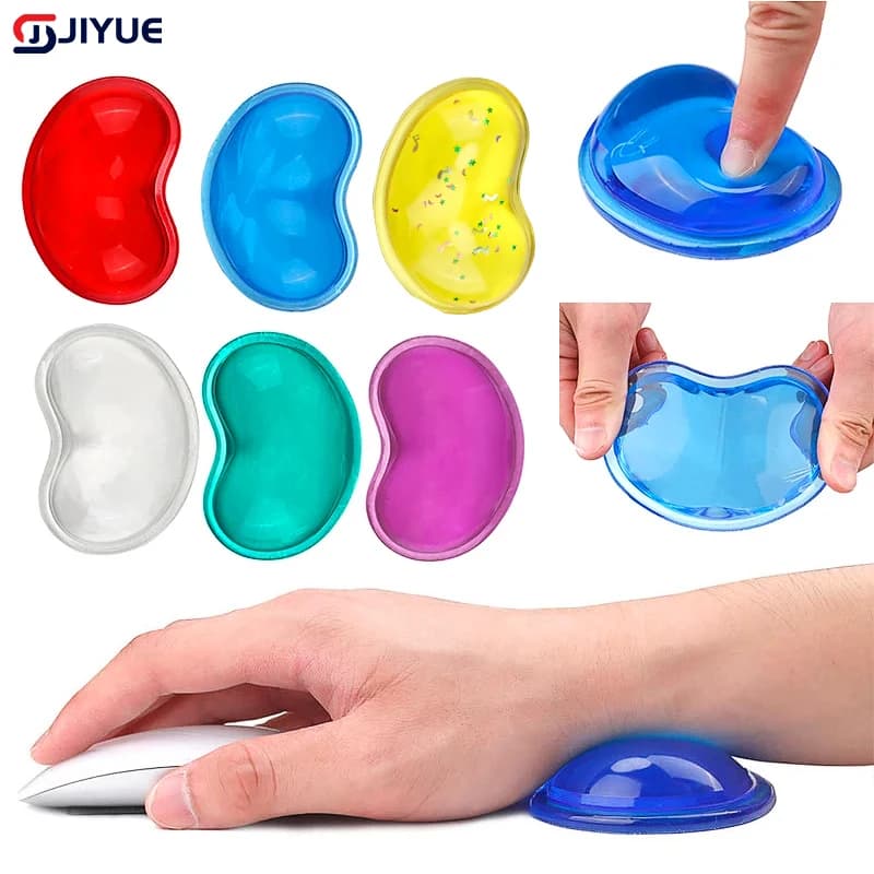Protezione per il polso in cristallo Cuscino di supporto per poggiapolsi per mouse per computer in gel ondulato comfort, cuscino per polso a forma di cuore in silicone alla moda