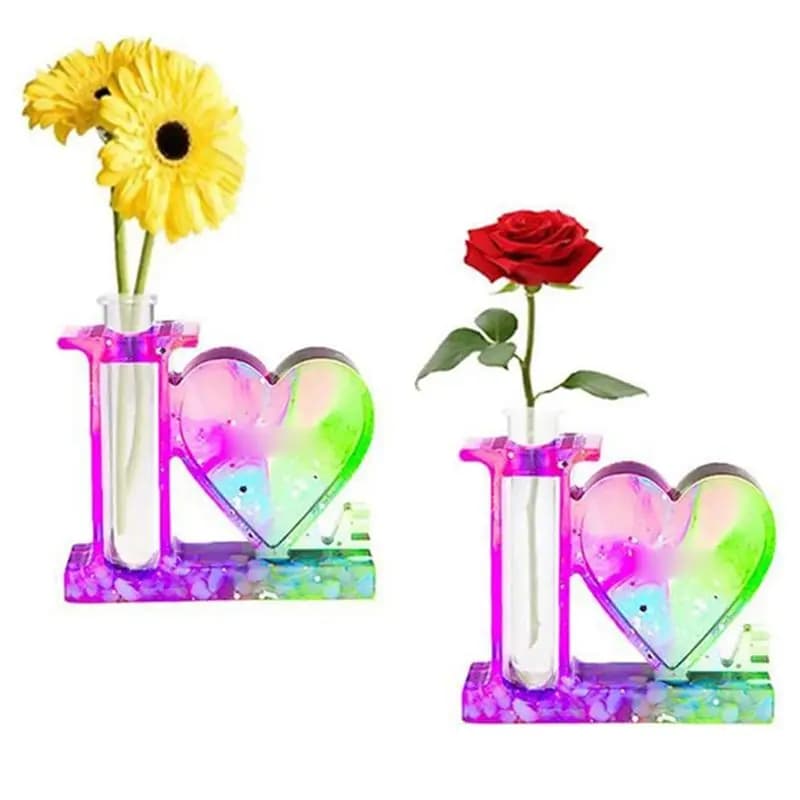 FOR HOME Resin Photo Frame Mold Heart Shape Love Silicone Epoxy Picture Frames Mold Plant Vase Resin Mold